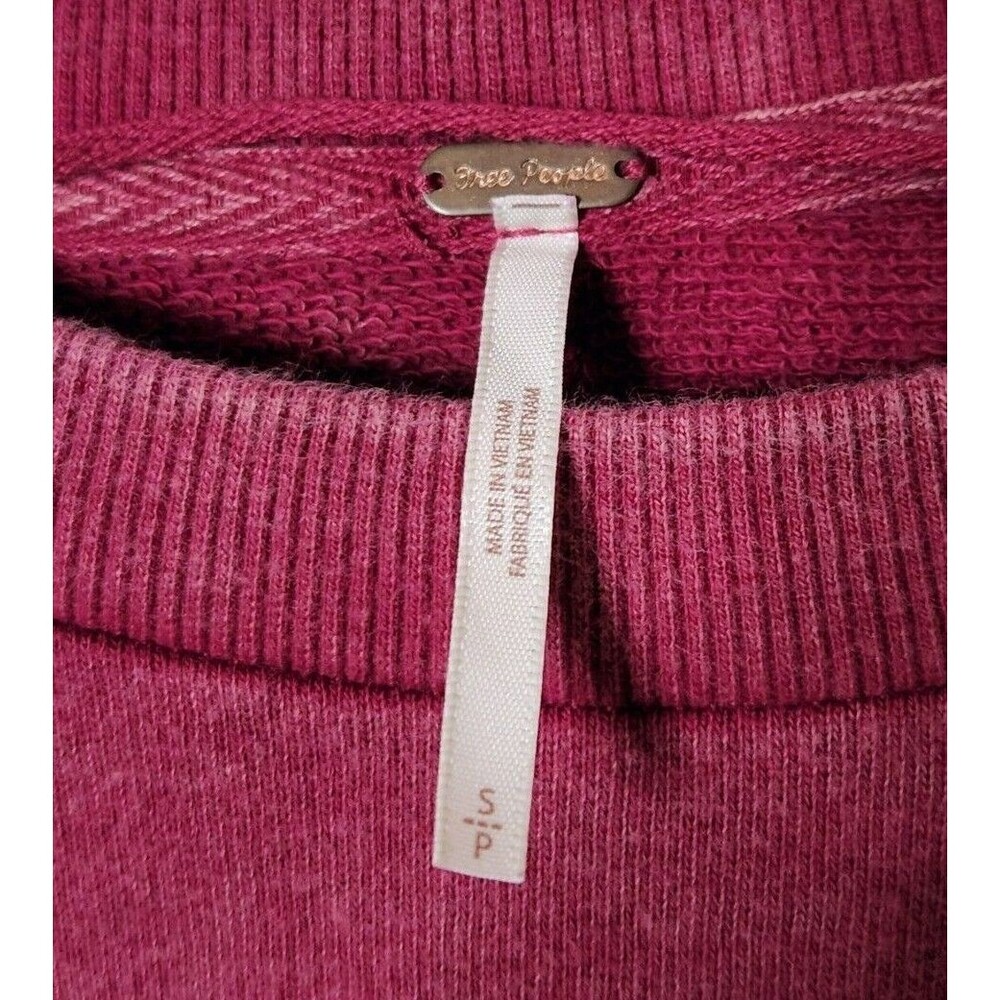 Free People Womens S Glorious Bell Sleeve Sweatshirt Pullover Velvet Top Red - Picture 6 of 6